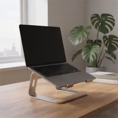 Support d'ordinateur portable ergonomique surélevé en aluminium.