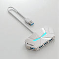 1.2M 7-in-1 Blanc Hub USB 7 Ports 3.0 au Design Hexagonal Futuriste – Éclairage LED RGB & Alimentation Type-C