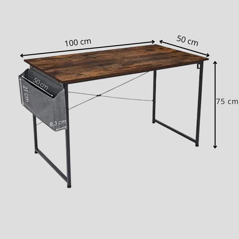 100 x 50cm Marron Bureau Bois MDF Compact avec Rangement - 100cm/120cm