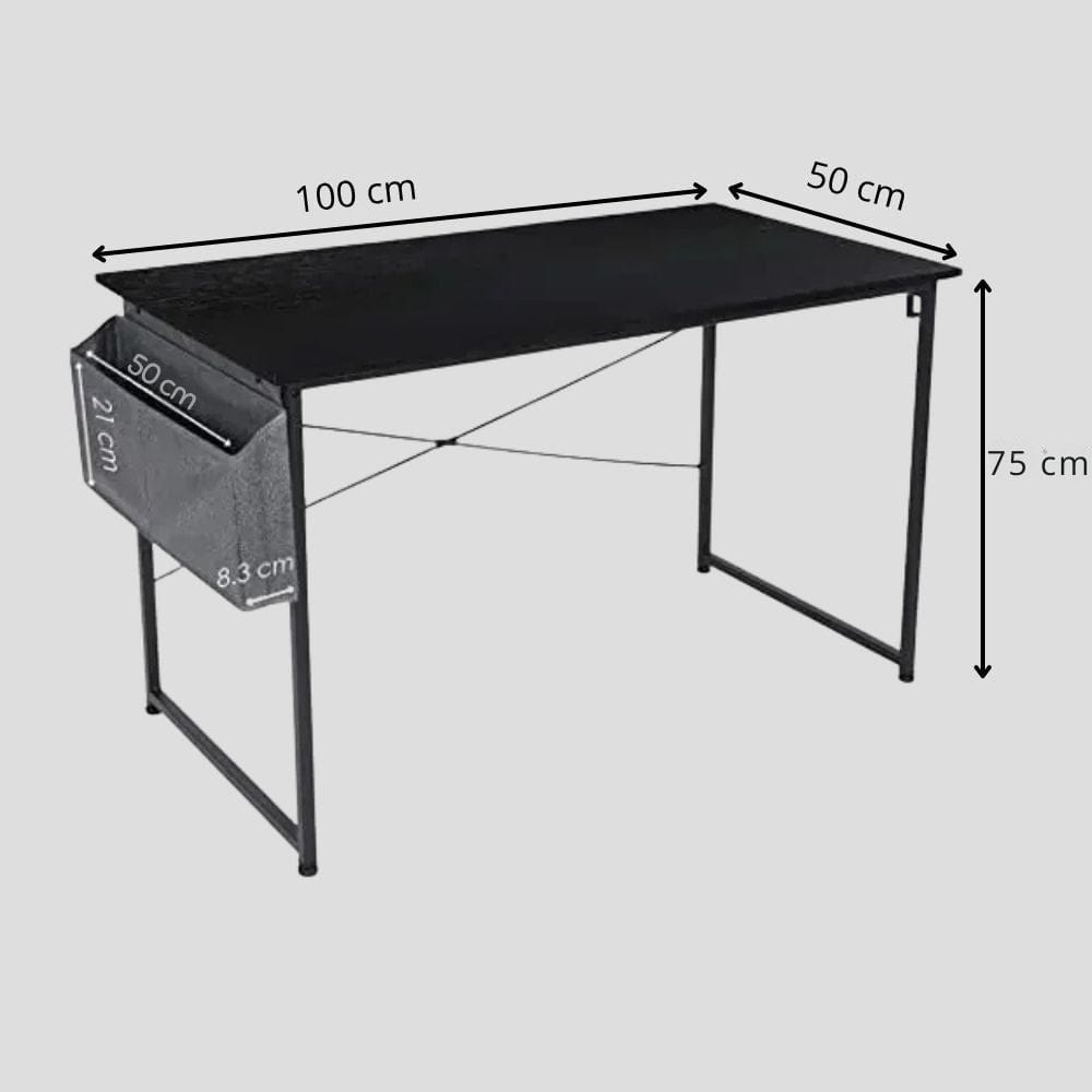 100 x 50cm Noir Bureau Bois MDF Compact avec Rangement - 100cm/120cm