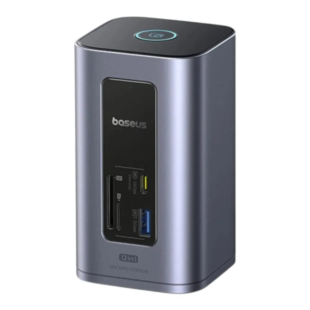 12-in-1 HDMI SD TF Hub USB-C 12-en-1 Aluminium – Dual 4K@60Hz, Charge 100W, Vitesse 10Gbps, Design Vertical Premium
