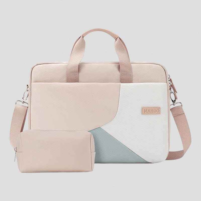 14 pouces / Avec accessoire offert Sacoche Ordinateur Pour Femme 15,6 Pouces Design Géométrique Rose Poudré avec Protection Anti-Choc