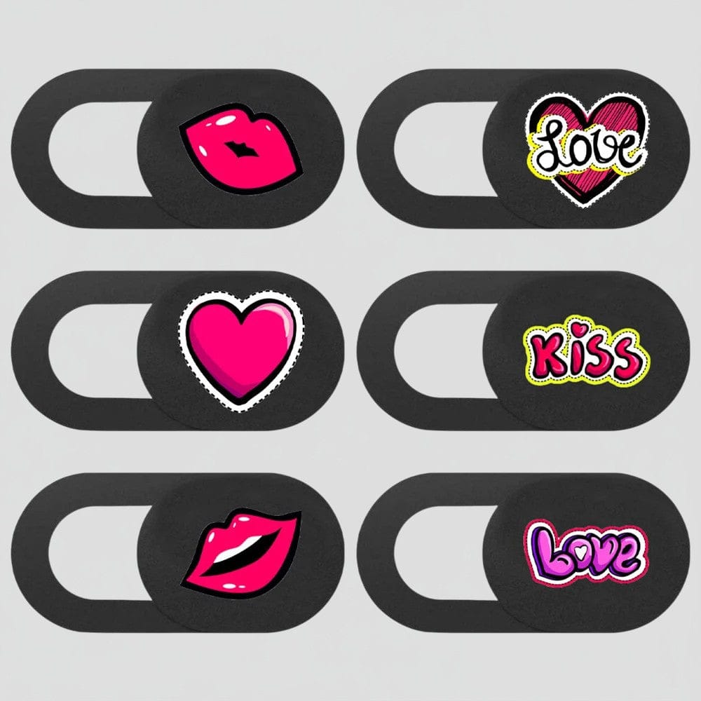 6 pièces Cache Webcam Ultra-Mince avec Designs Romantiques - Protection de Vie Privée