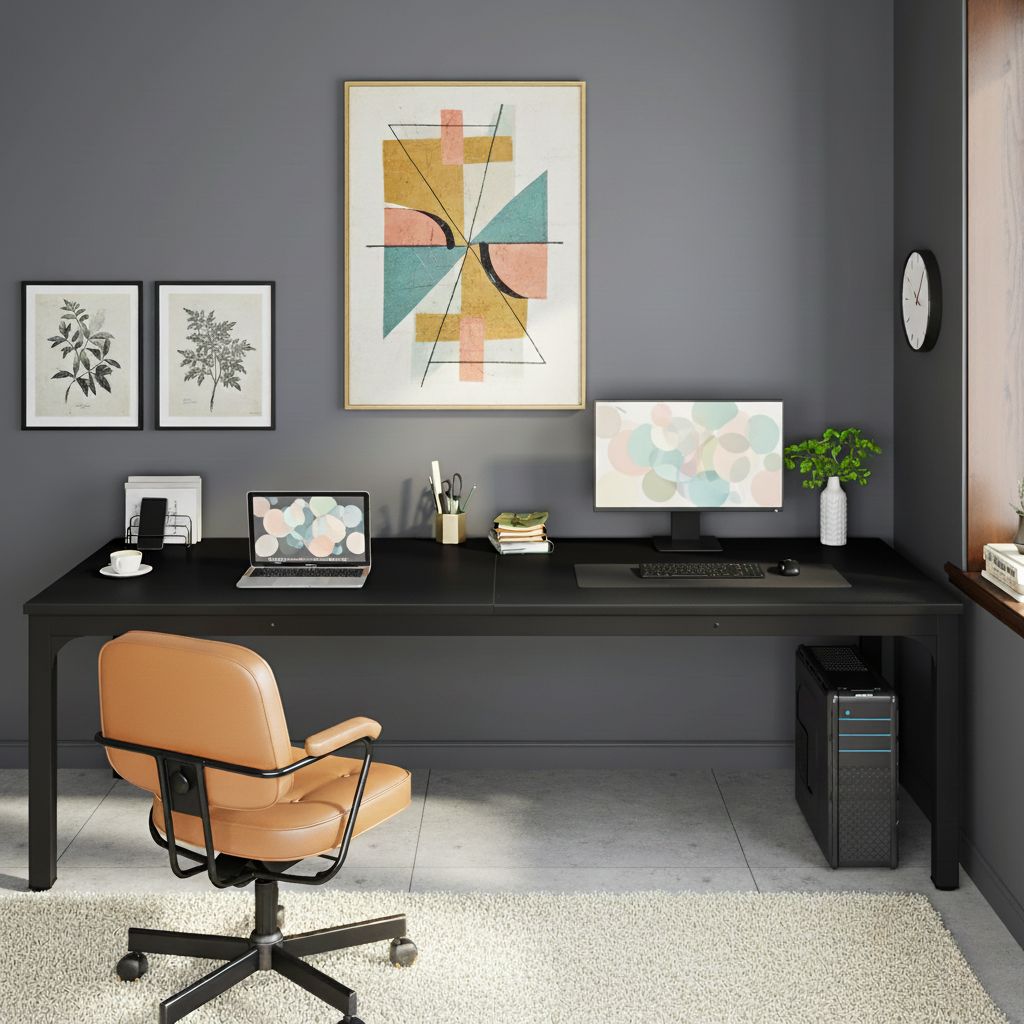 Bureau Bois Double 200 cm - Station de Travail 2 Personnes