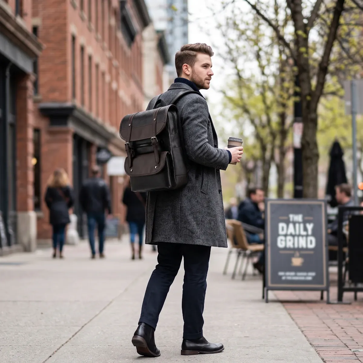 Sac à dos ordinateur homme Kensington Pro porté en situation urbaine
