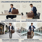 Infographie L'Ambassadeur présentant quatre scénarios d'utilisation : trajet urbain, réunion d'affaires, voyage professionnel, et déplacement court