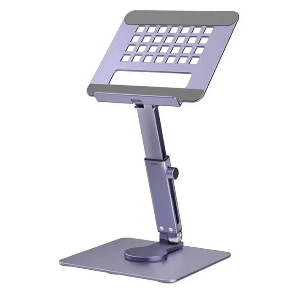Support pour tablette Motion360 en aluminium couleur violet sur fond clair.