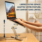 Poste de travail ergonomique montrant le réglage de la hauteur à 26,5 cm et l'angle de frappe confortable pour les mains.