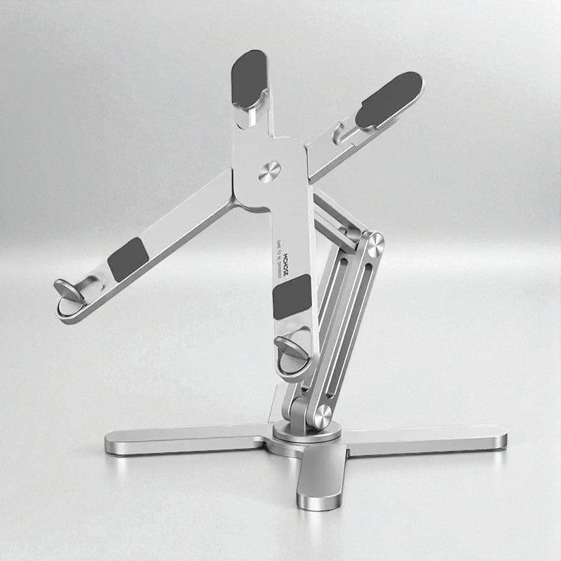 Argent Support Ordinateur Portable Pliable en Aluminium - Table Rotative 360°, Hauteur Réglable et Ventilation Optimisée