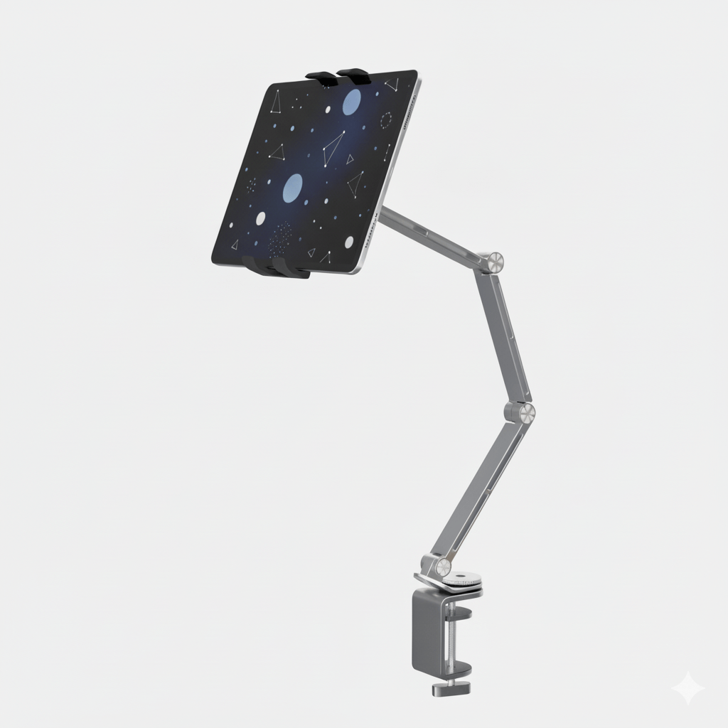 Argent Support pour Tablette Articulé en Aluminium 4,7 à 12,9 Pouces