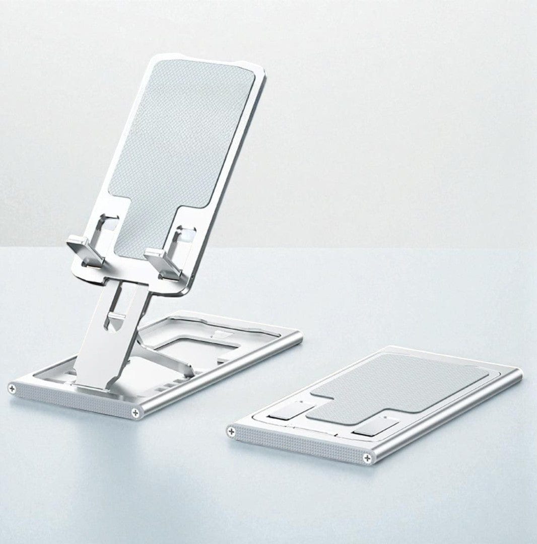 Argent Support Téléphone Pliable Ultra Fin | iPhone & Smartphone – Léger et Compact