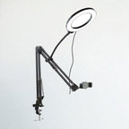 Avec lampe Trépied Téléphone Overhead avec Éclairage Annulaire - Support Bureau Articulé pour Smartphone