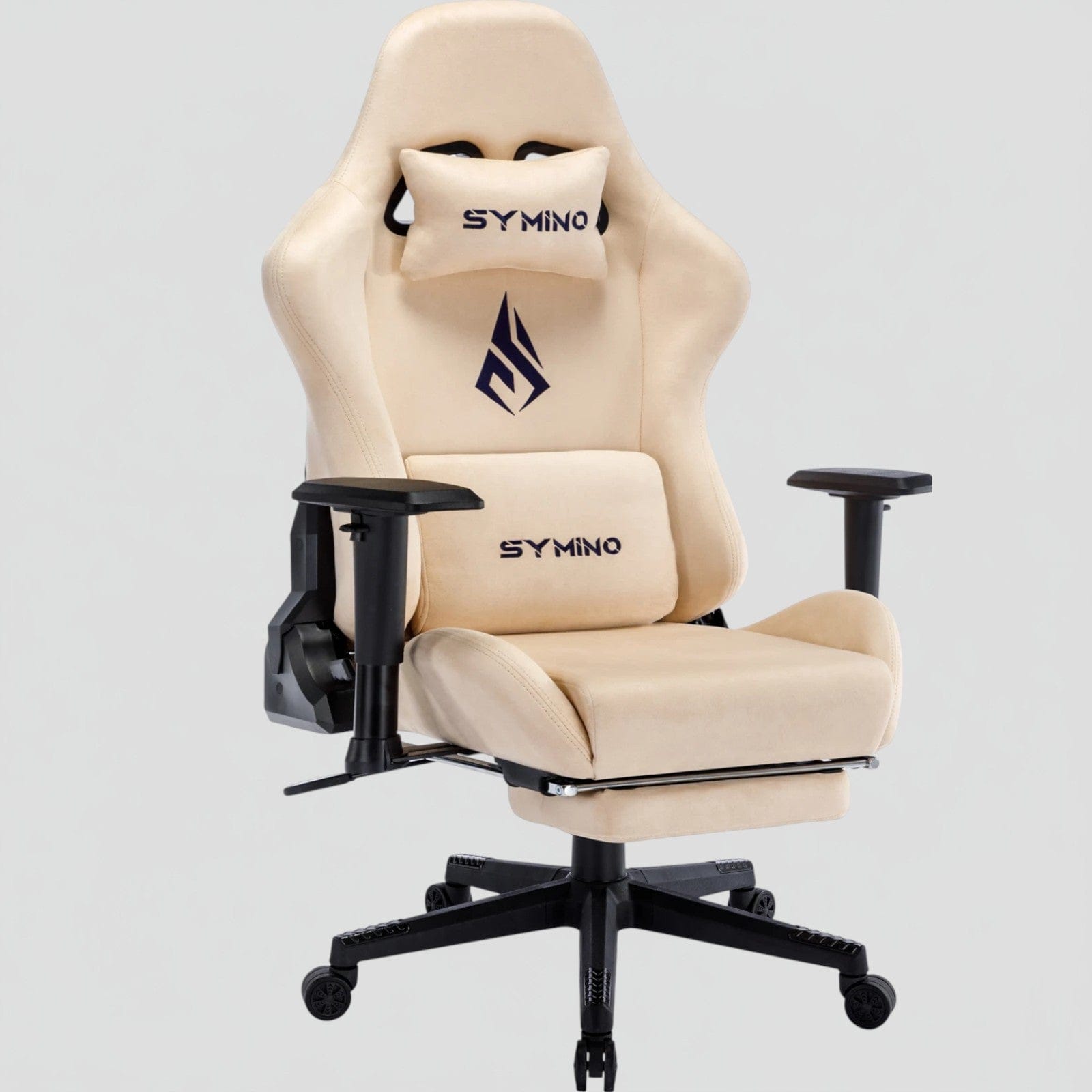 Beige Chaise Gaming Ergonomique avec Repose-Pieds - Fauteuil Bureau Respirant Inclinable 150°