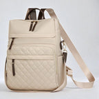 Beige Sac à Dos Ordinateur Femme Élégant Matelassé