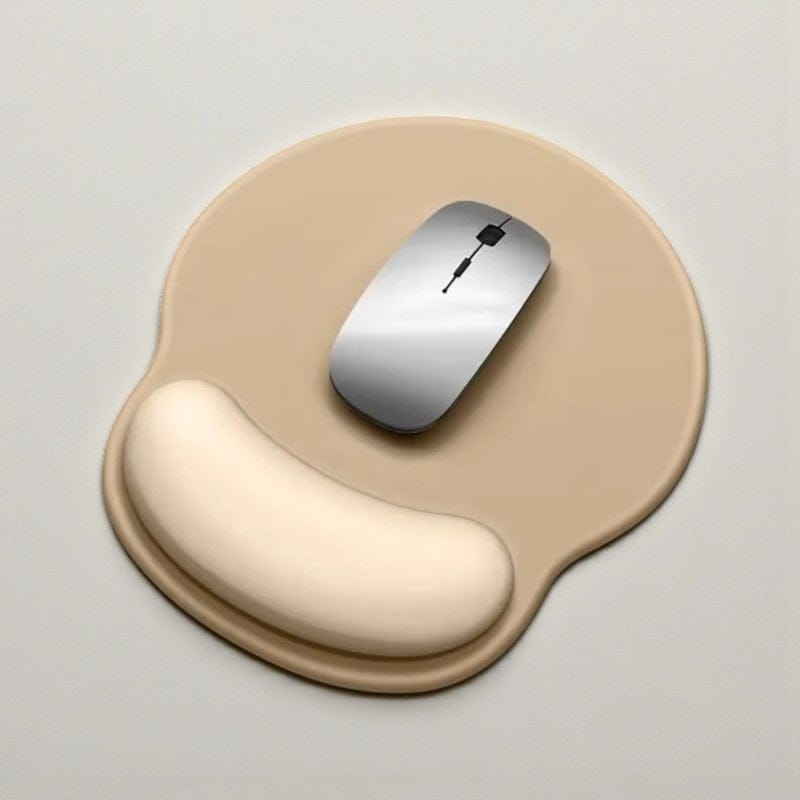 Beige Tapis de Souris Ergonomique avec Repose-Poignet - Support Confort 22x25cm