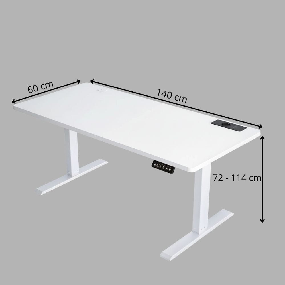 Blanc-140*60*116cm Bureau Assis Debout Électrique Réglable en Hauteur 140-160 cm avec Moteur Silencieux