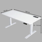 Blanc-160*70*116cm Bureau Assis Debout Électrique Réglable en Hauteur 140-160 cm avec Moteur Silencieux