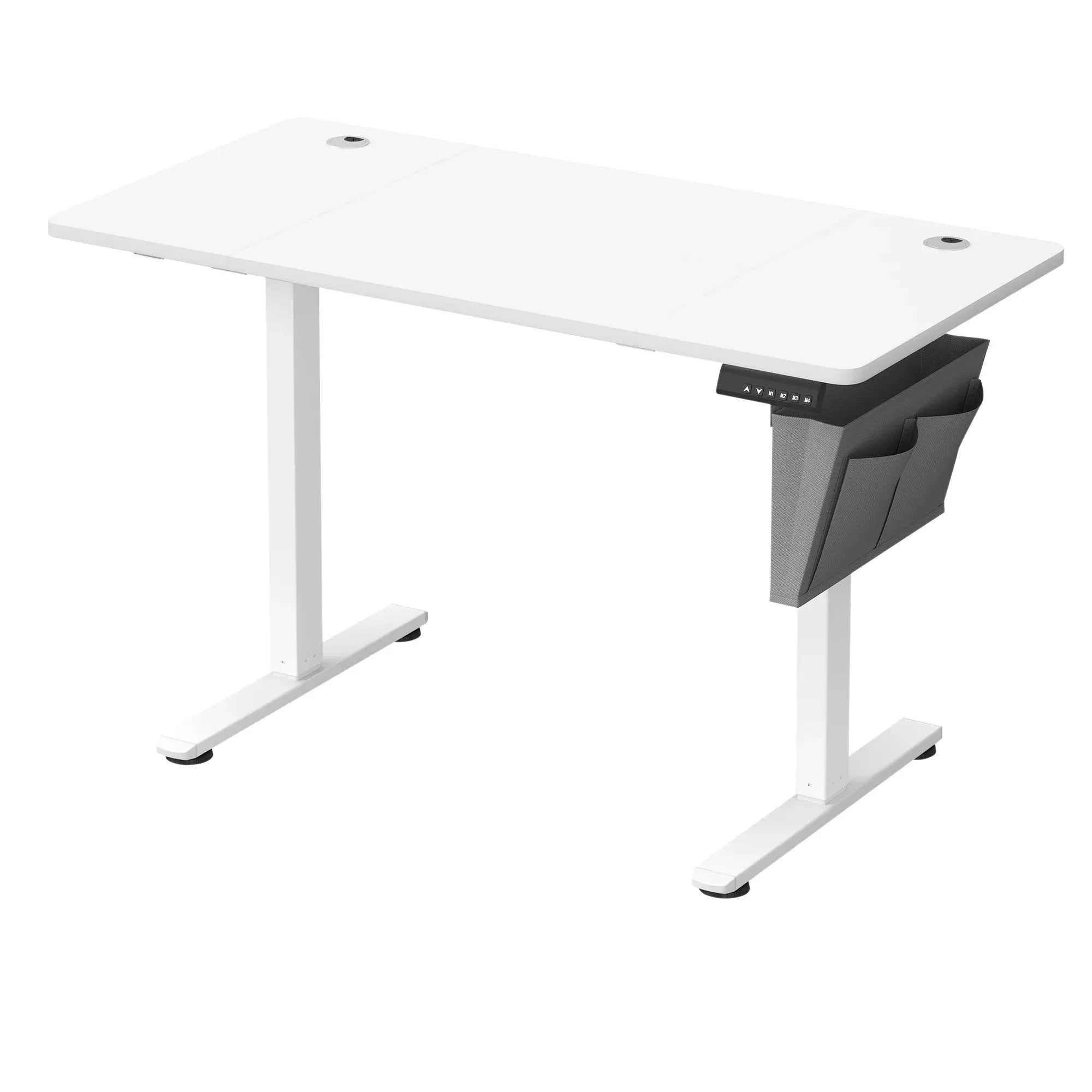 Blanc Bureau Assis Debout Électrique 120x60cm avec Porte Documents Latéral - Hauteur Réglable 72-120cm