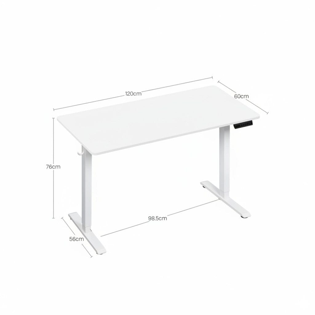 Blanc Bureau Assis Debout Électrique Réglable en Hauteur avec Port USB, Fonction Mémoire et Porte Casque Latéral