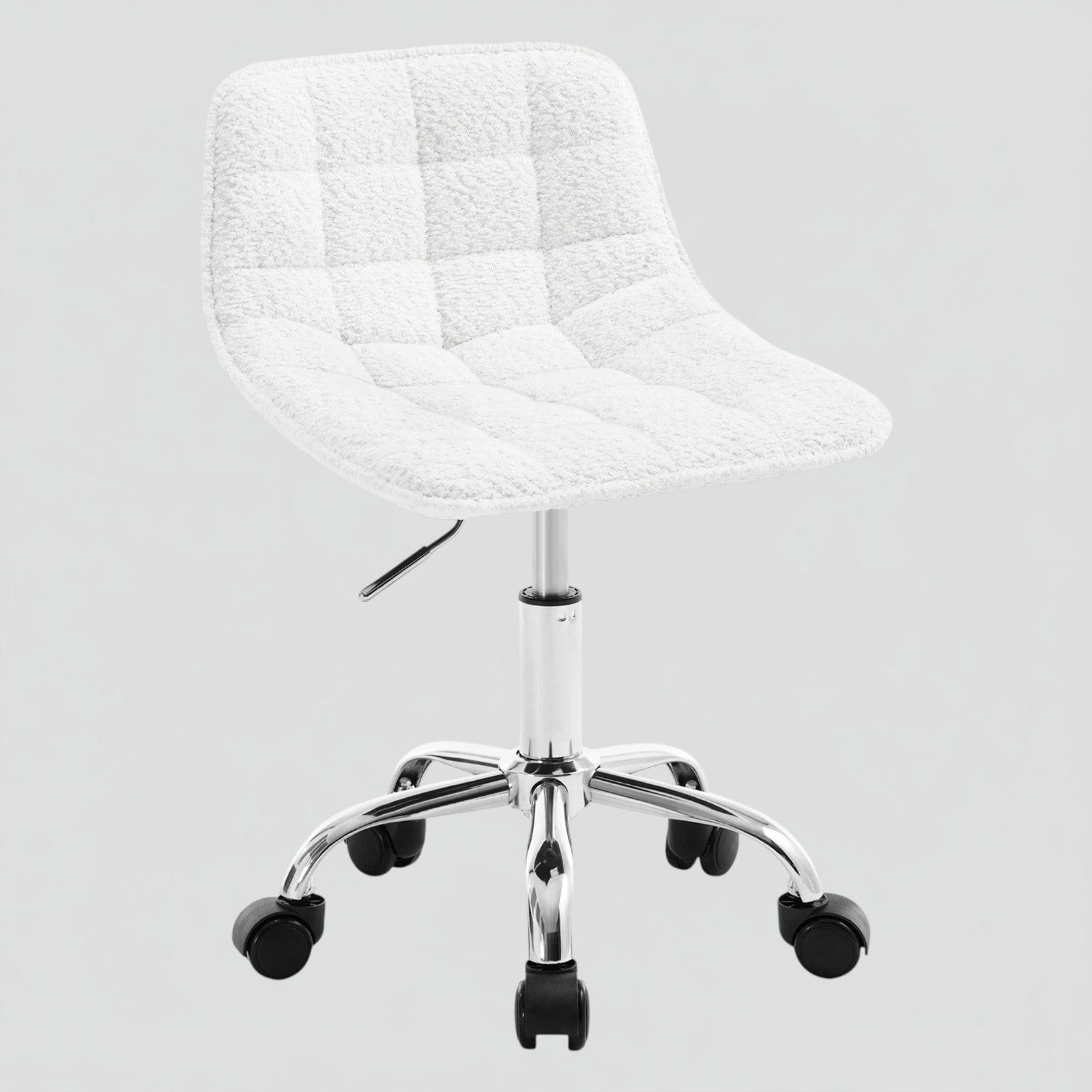 Blanc Chaise de Bureau Pivotante en Velours avec Dossier Ergonomique et Réglage en Hauteur