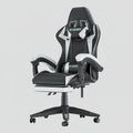Blanc Chaise Gaming Ergonomique avec Repose-Pieds Rétractable - Dossier Inclinable 90-155° - Support Lombaire