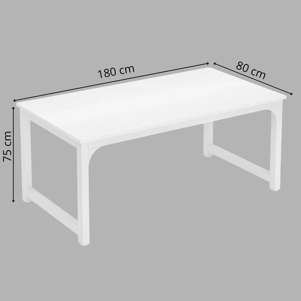 Blanc Grand Bureau en Bois 180 cm - Station de Travail Professionnelle Design Industriel