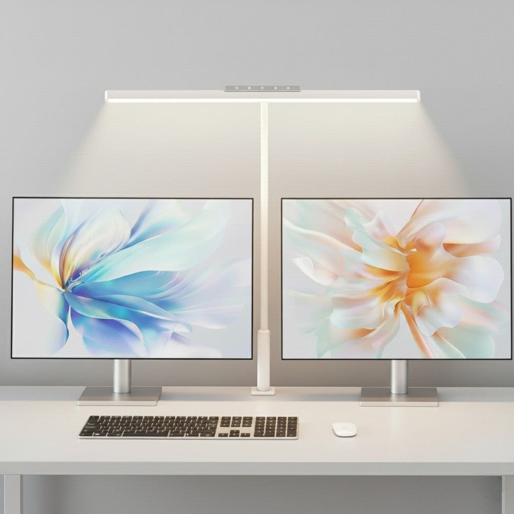 Blanc Lampe de Bureau LED avec Pince - Éclairage Ultra-Large pour Station de Travail