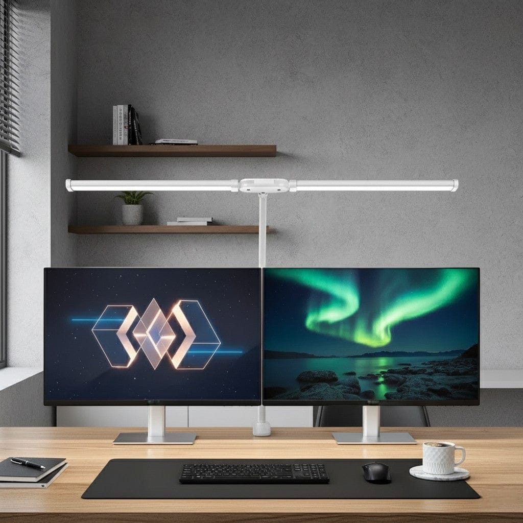 Blanc Lampe de Bureau LED Flexible à Bras Articulés - Éclairage Intelligent pour Station de Travail