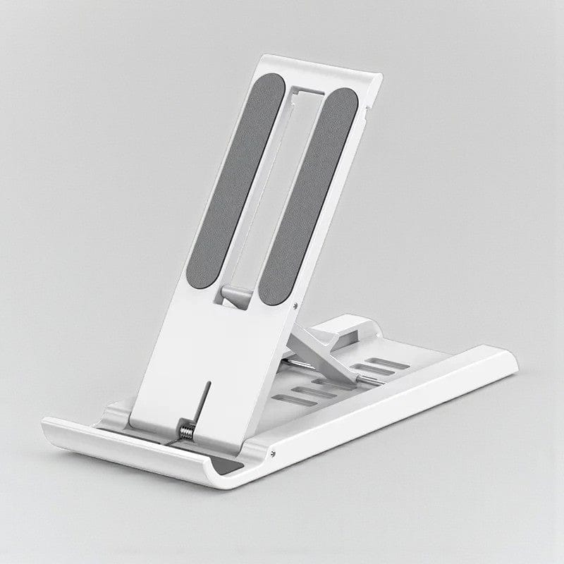 Blanc Support Téléphone Pliable & Réglable - 6 Niveaux d’Inclinaison, Multi-Usages