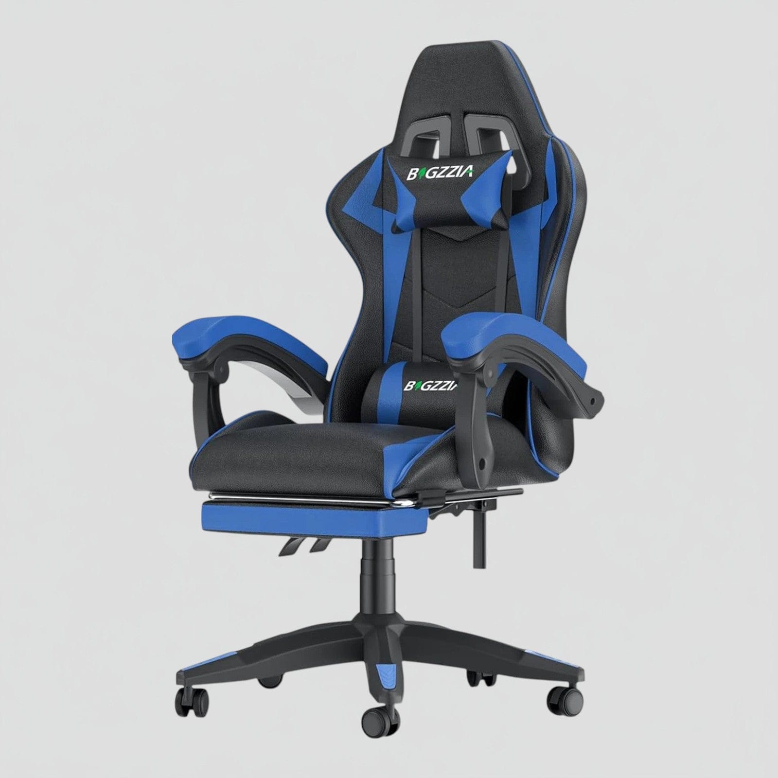Bleu Chaise Gaming Ergonomique avec Repose-Pieds Rétractable - Dossier Inclinable 90-155° - Support Lombaire