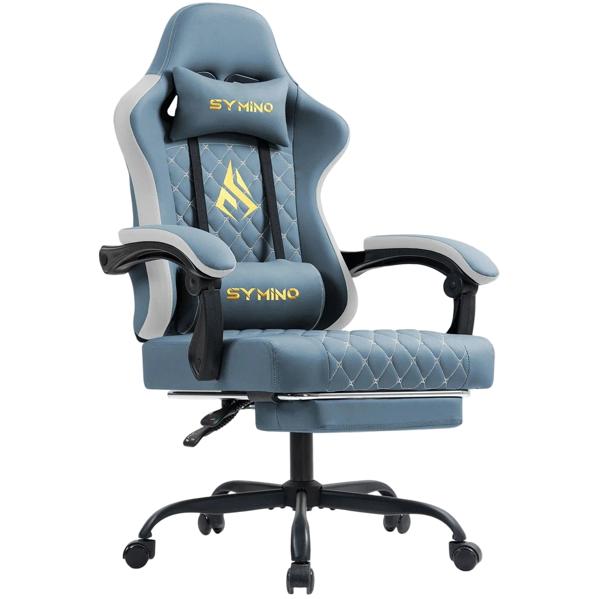 Bleu clair Chaise Gaming Ergonomique avec Repose-Pieds - Style Racing Professionnel