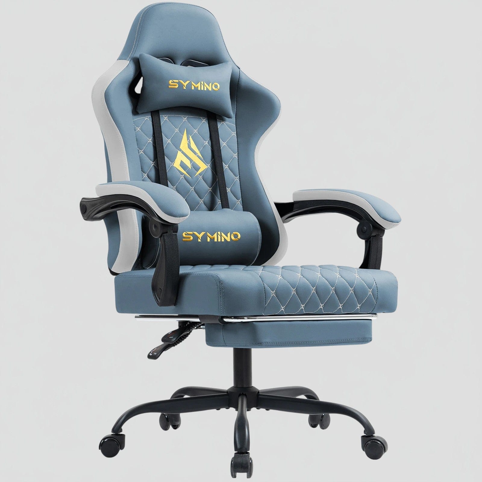 Bleu clair Chaise Gaming Ergonomique avec Repose-Pieds - Style Racing Professionnel