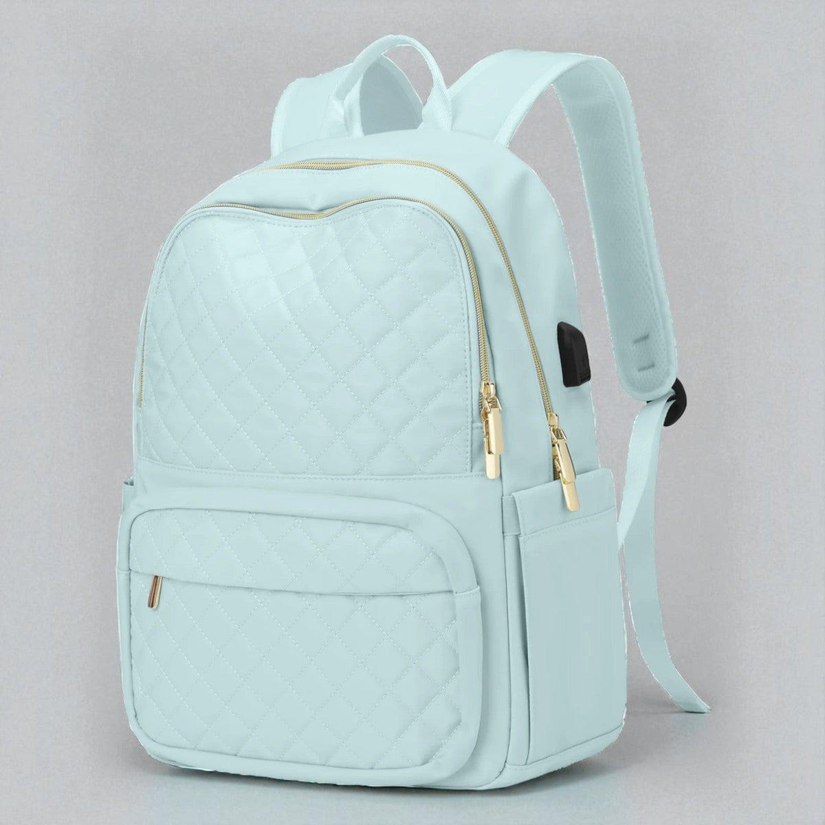Bleu clair Sac À Dos Ordinateur Femme Matelassé Élégant 13 À 15,6 Pouces