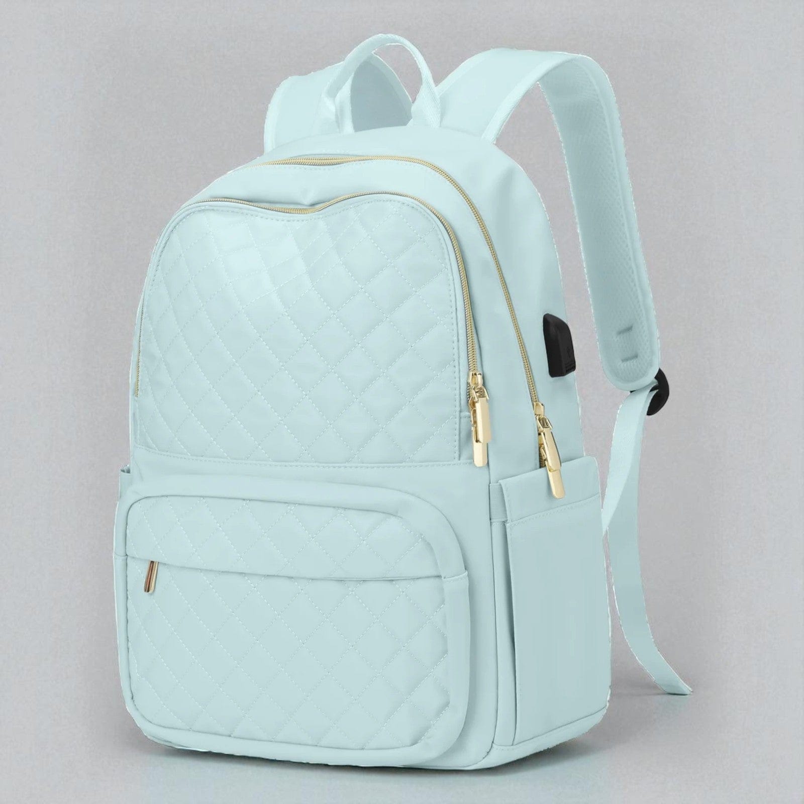 Bleu clair Sac À Dos Ordinateur Femme Matelassé Élégant 13 À 15,6 Pouces