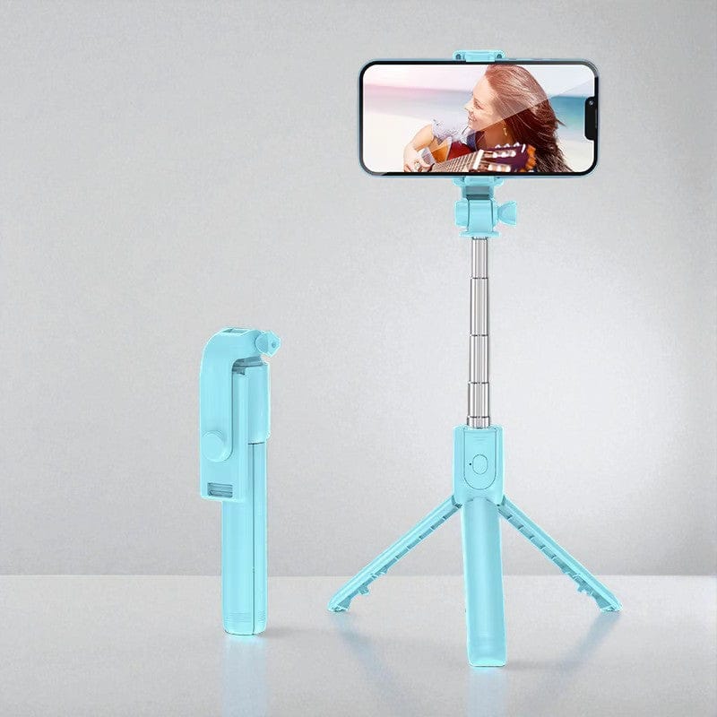 Bleu clair Trépied Téléphone Bluetooth 3-en-1 avec Perche Selfie Extensible