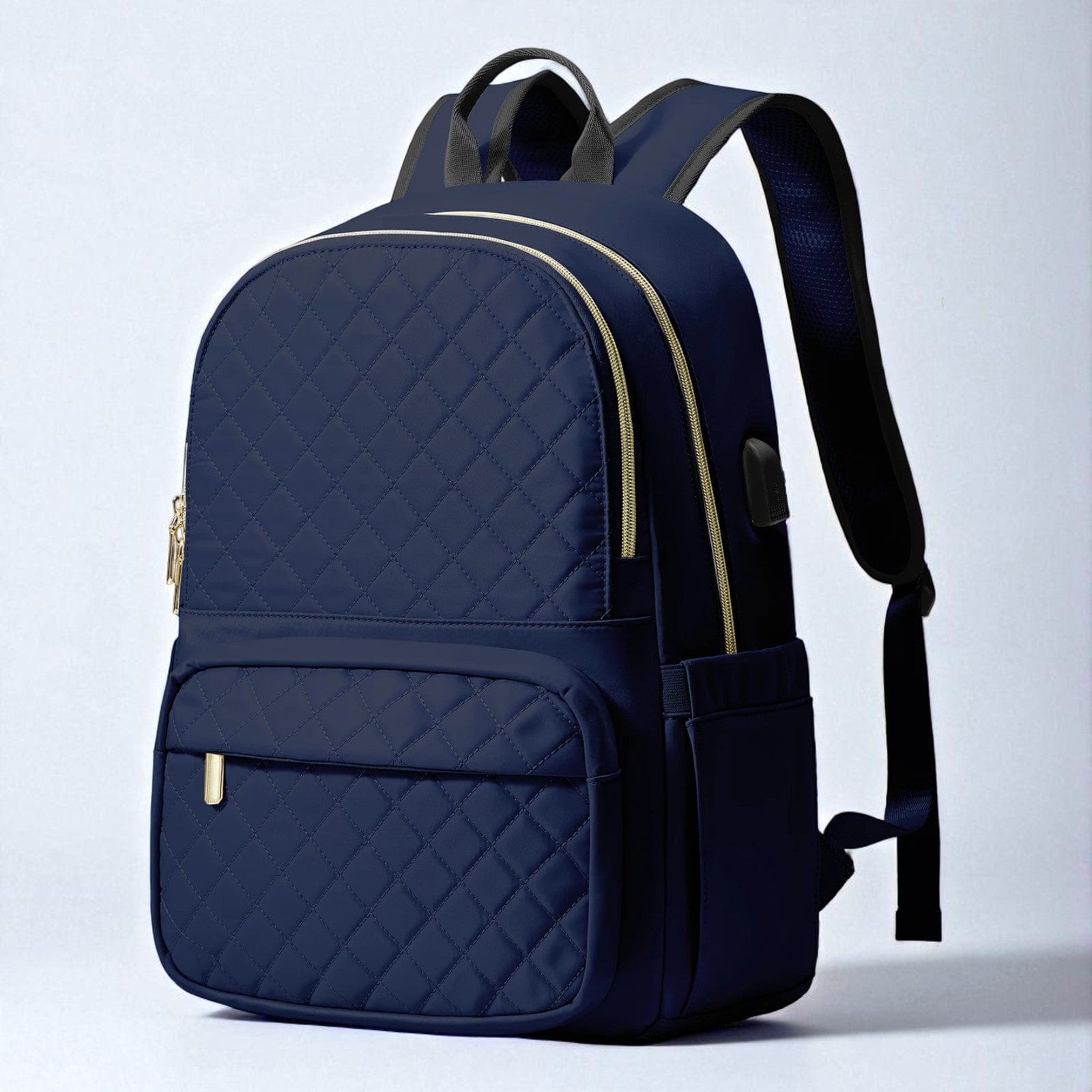 Bleu Marine Sac À Dos Ordinateur Femme Matelassé Élégant 13 À 15,6 Pouces