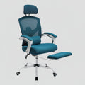 Bleu Peacock Chaise Ergonomique de Bureau avec Repose-Pieds Rétractable - Support Lombaire Réglable
