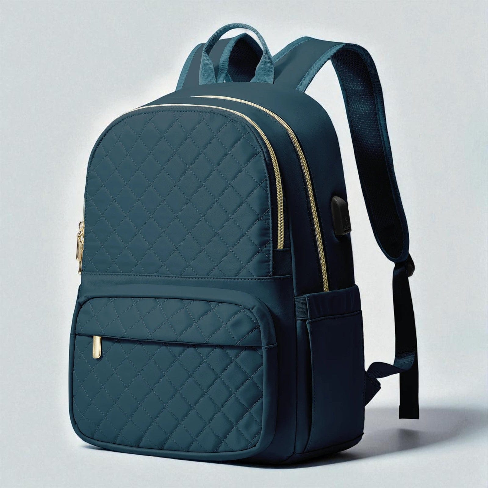 Bleu Peacock Sac À Dos Ordinateur Femme Matelassé Élégant 13 À 15,6 Pouces