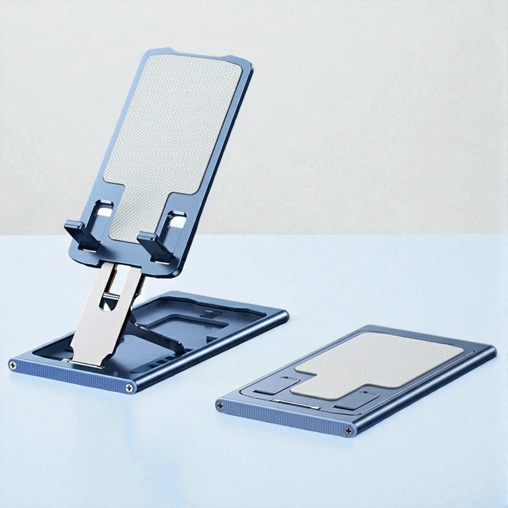 Bleu Support Téléphone Pliable Ultra Fin | iPhone & Smartphone – Léger et Compact