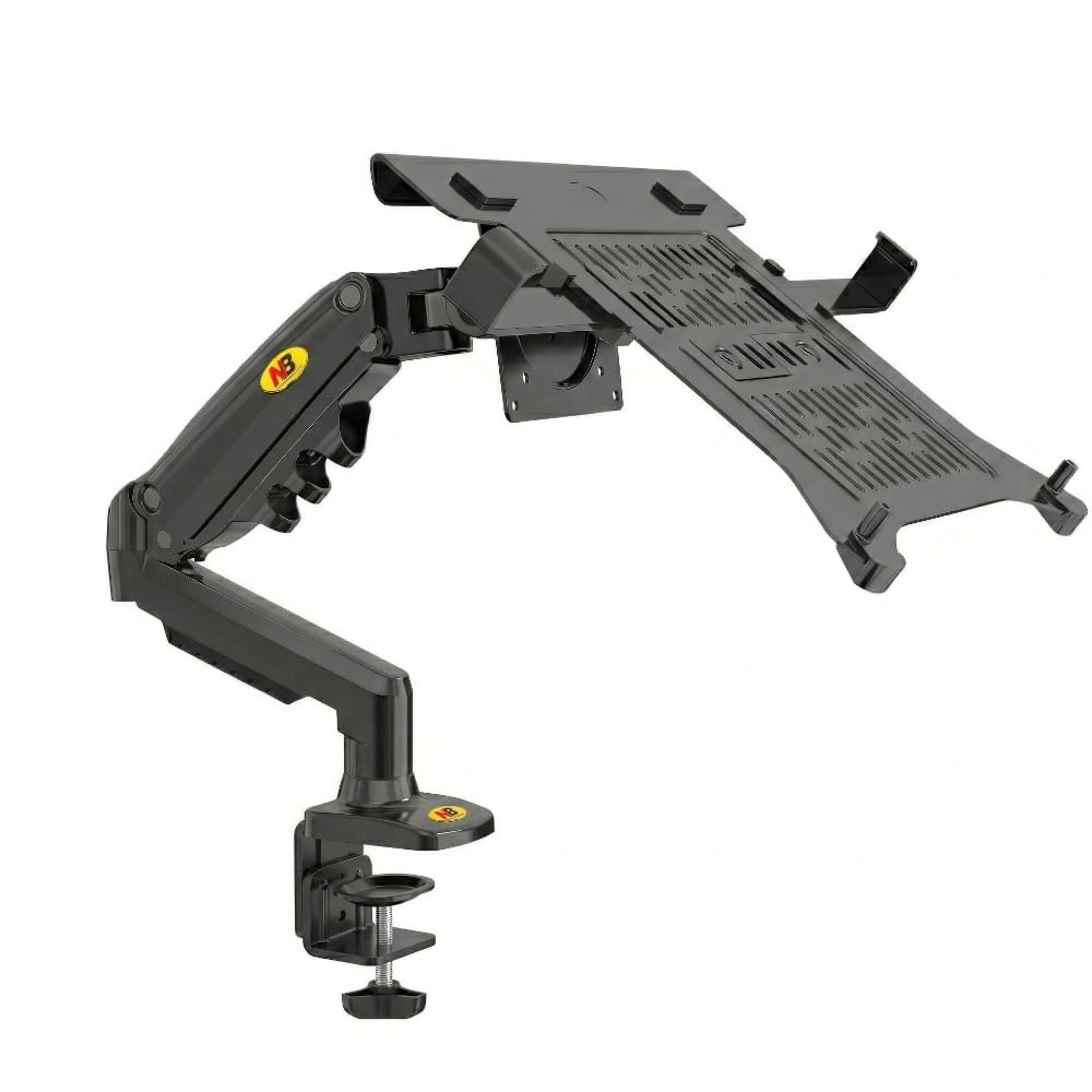 Vue isolée sur fond blanc du support PC portable NB Elite Air-Flow en finition noire mate.