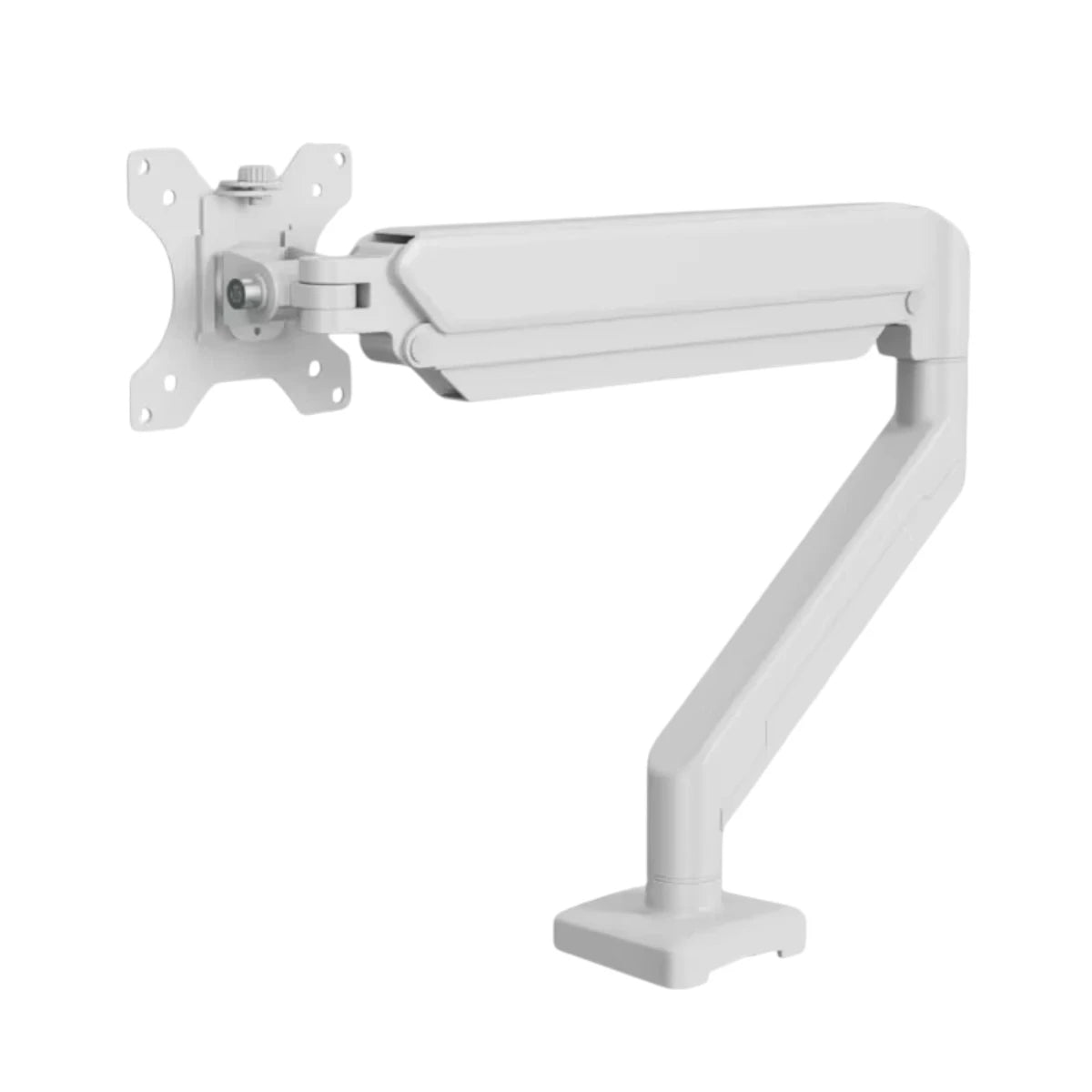 Support d'écran PC articulé AeroFlex Pro en version acier blanc - Vue de studio sur fond blanc.