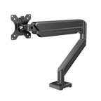 Bras d'écran PC articulé AeroFlex Pro en acier noir mat - Vue de studio sur fond blanc.