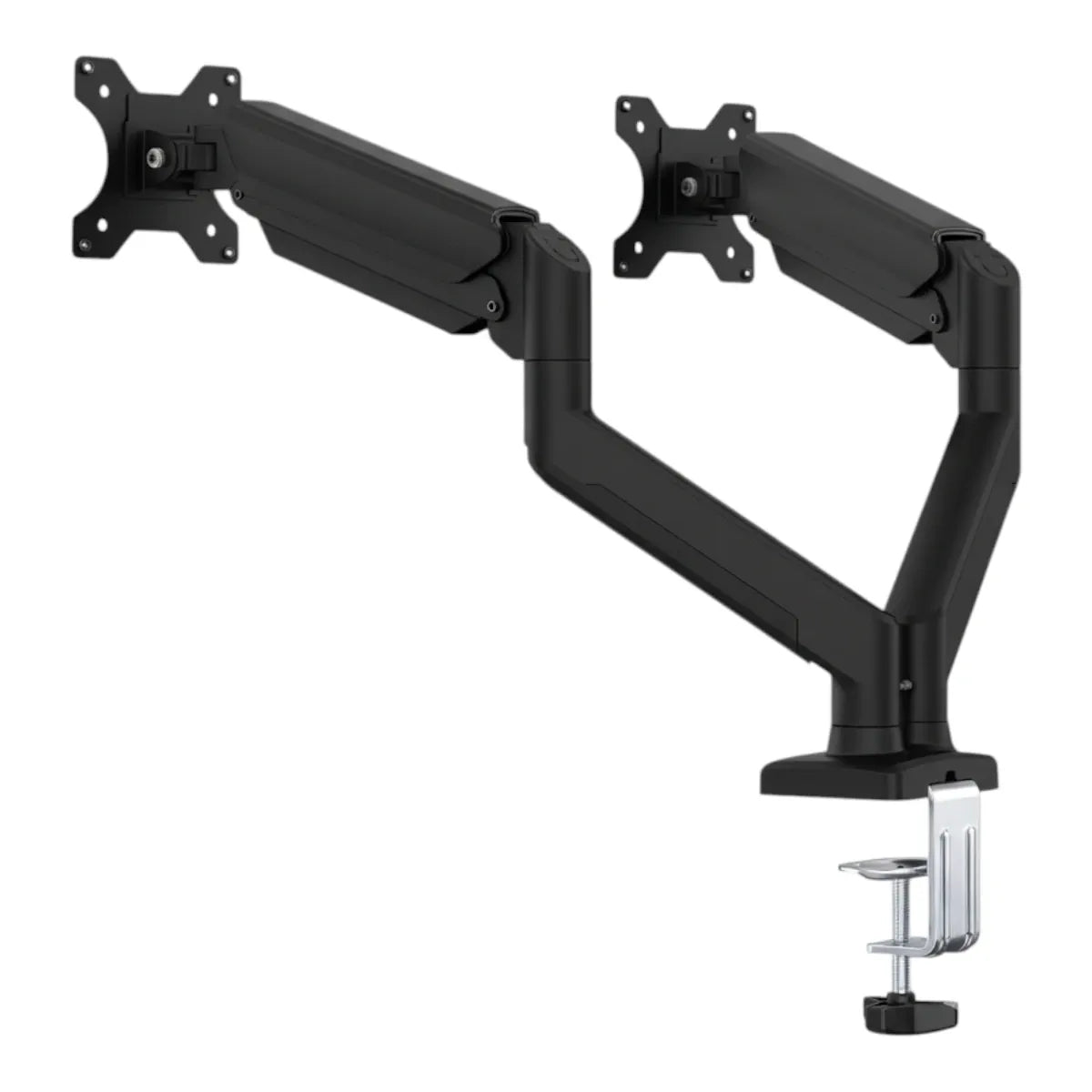 Bras écran PC double DualForce Pro en finition aluminium noir mat sur fond blanc