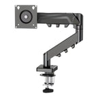 Bras écran PC ZenMotion Pro en finition fer forgé noir, support articulé robuste avec fixation bureau.