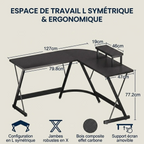 Diagramme des dimensions techniques du bureau d'angle Apex-X, 127x127x77.2 cm