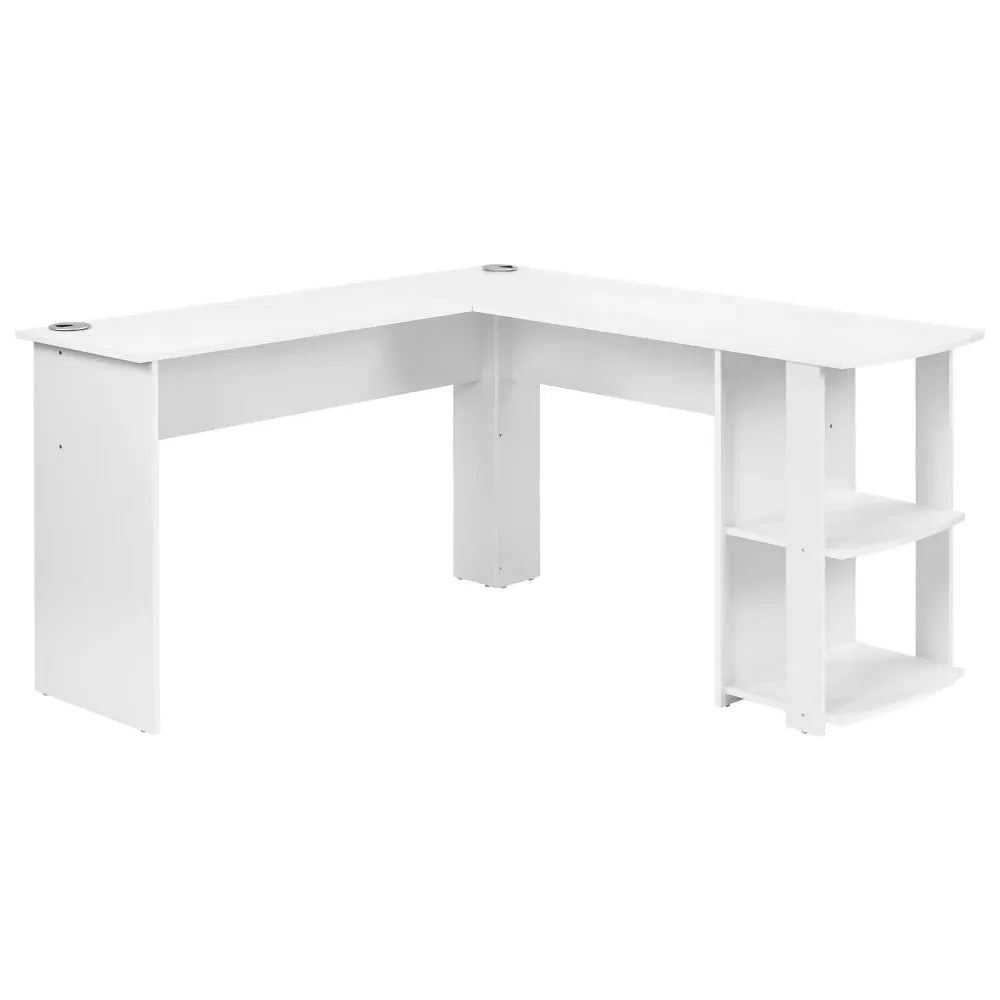 Bureau d'angle Blanc ORIZON 140x140 cm au design épuré sur fond blanc.