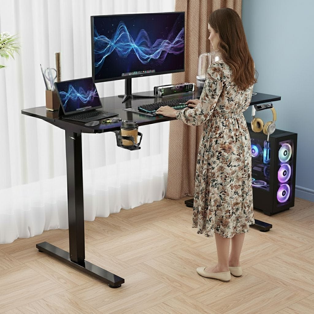 Bureau Assis Debout Électrique 120×60 cm - Réglage de Hauteur Intelligent avec Mémoire de Positions