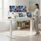 Bureau Assis-Debout Électrique avec Support Moniteur et Rangements Intégrés