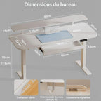 Bureau Assis-Debout Électrique avec Support Moniteur et Rangements Intégrés