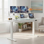 Bureau Assis-Debout Électrique avec Support Moniteur et Rangements Intégrés